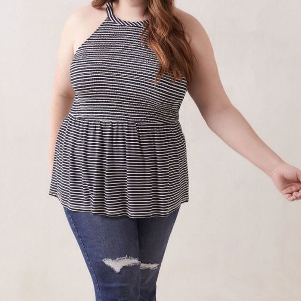 In Every Story Womens Plus Long Printed Halter Top Size 1X Viscose Fit & Flare